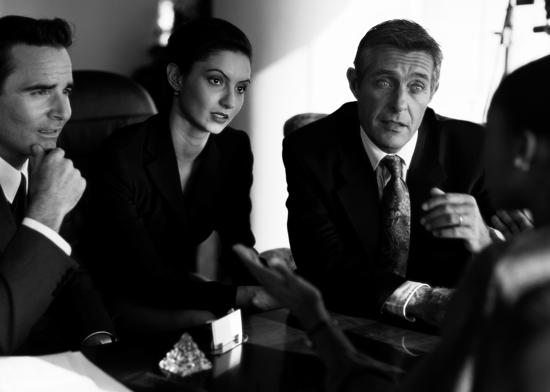 black and white portrait of a team business executives